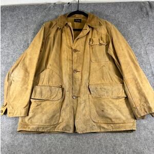 Vintage 50s Drybak Hunting Jacket Field Coat Mens XL Brown Canvas Work Utility